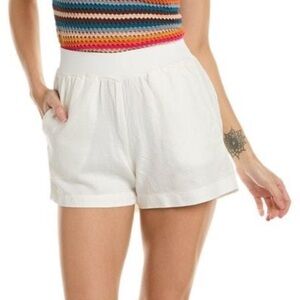 Women's White Arlie Linen-blend Day Shorts